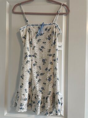 NWT Altar'd State Floral Eyelet Mini Dress - Blue & White - Small